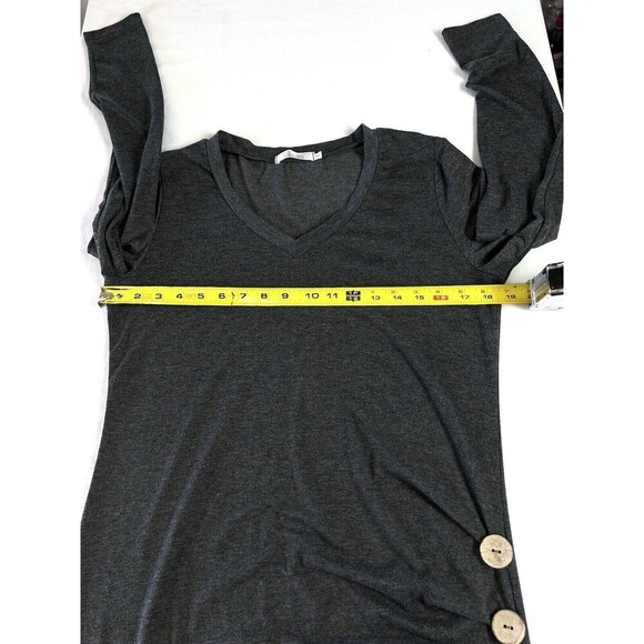 Shibever‎ Women Long Sleeve W/ Accent Buttons One Side, Small, Gray Soft LRC6-1 - Picture 3 of 7